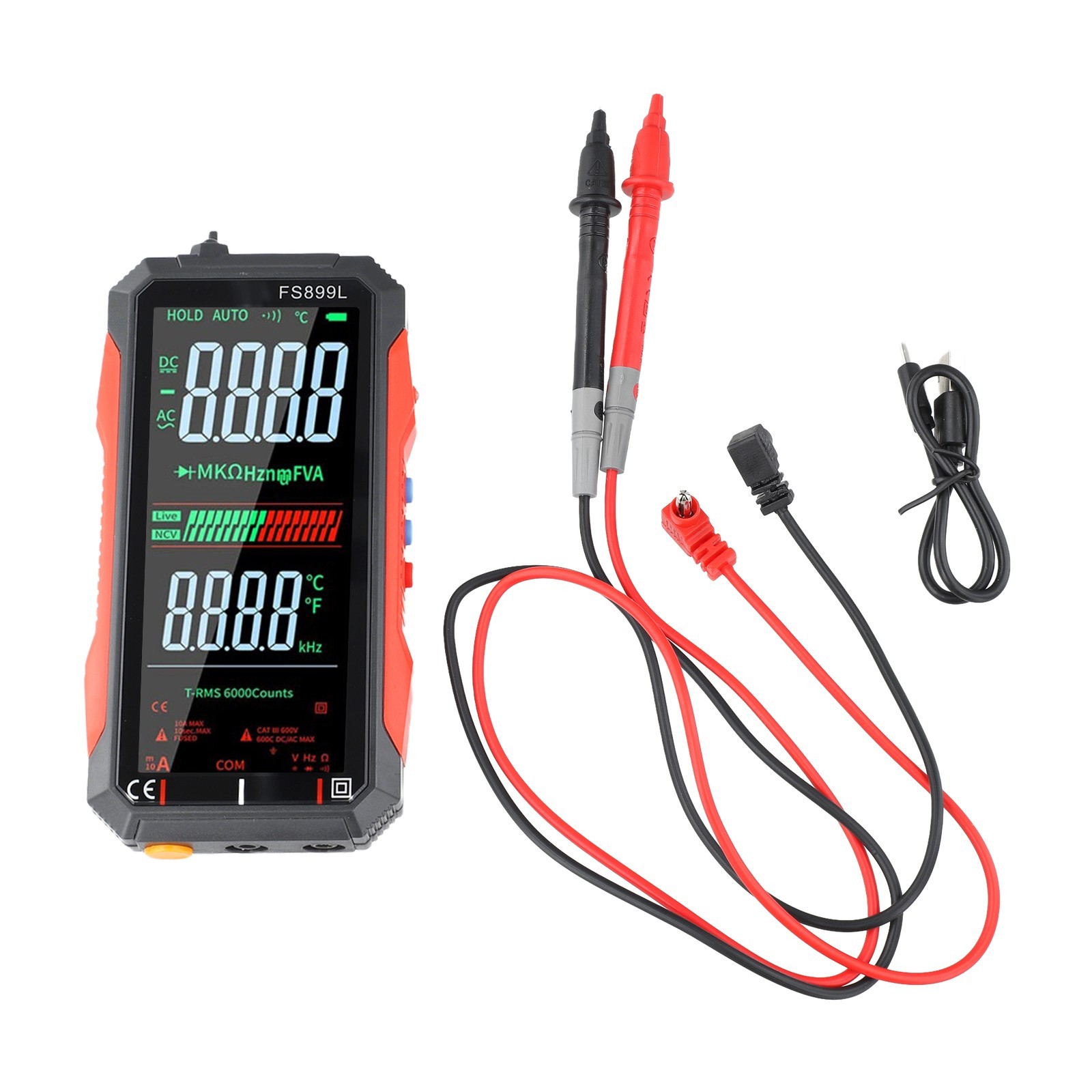 FS899L Smart Multimeter Rechargeable Battery 6000 Counts LCD Backlight