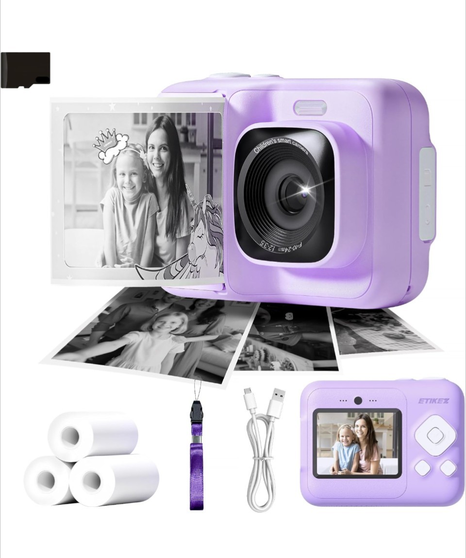 Kids Camera, HD Digital Instant Print Camera for Kids, Christmas Birthday Gifts