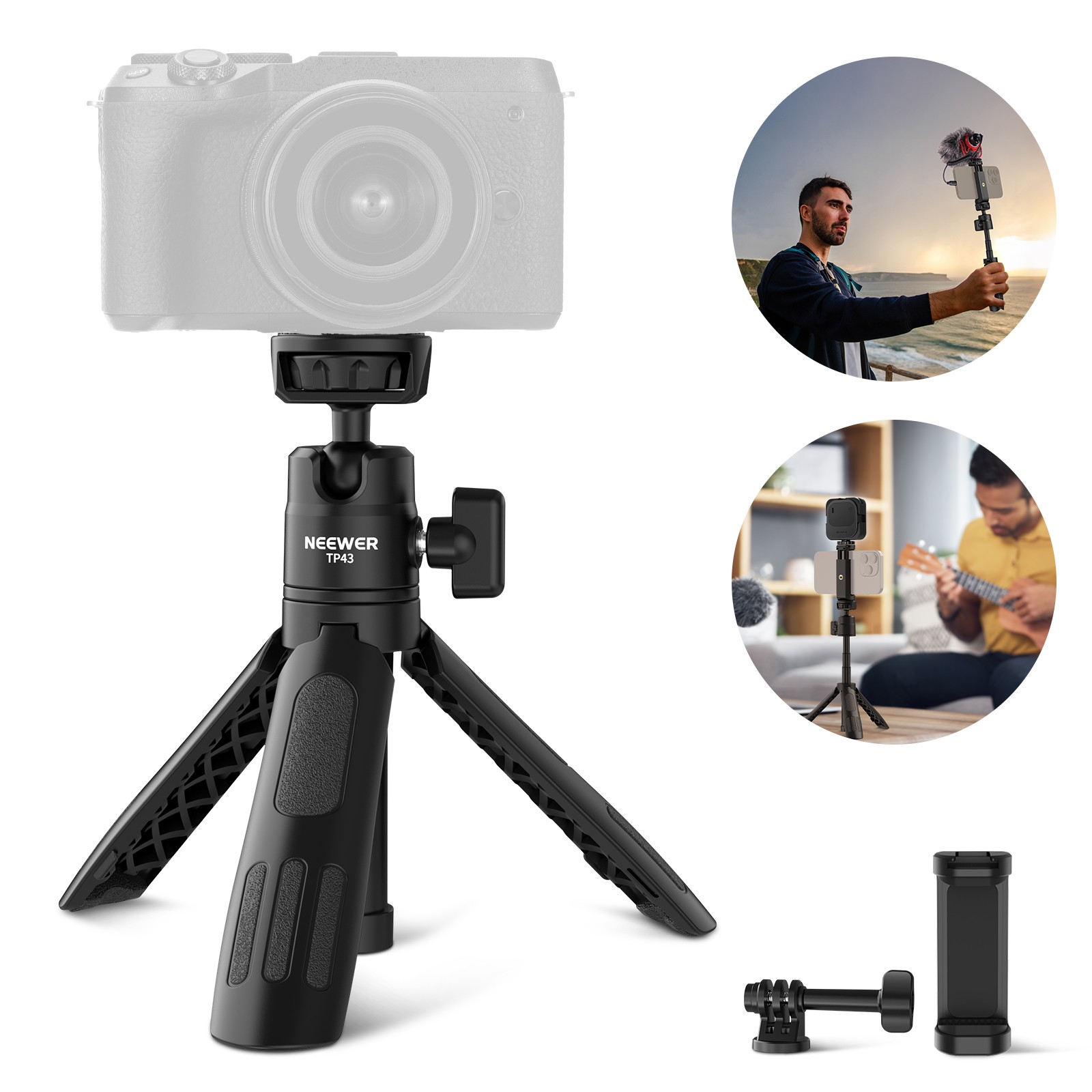 NEEWER TP43 Mini Desk Tripod for iPhone GoPro Insta360 DJI Webcam Video