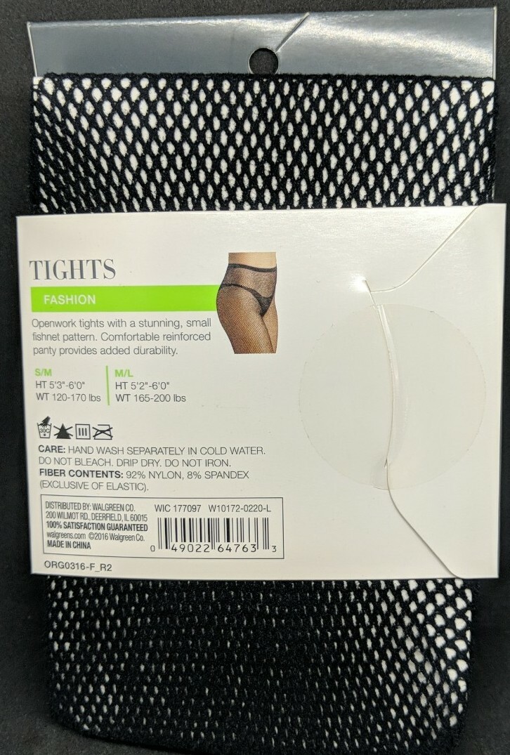 West Loop Tights Fashion Fishnet Reinforced Panty 1 Pair Size M/L | Black New