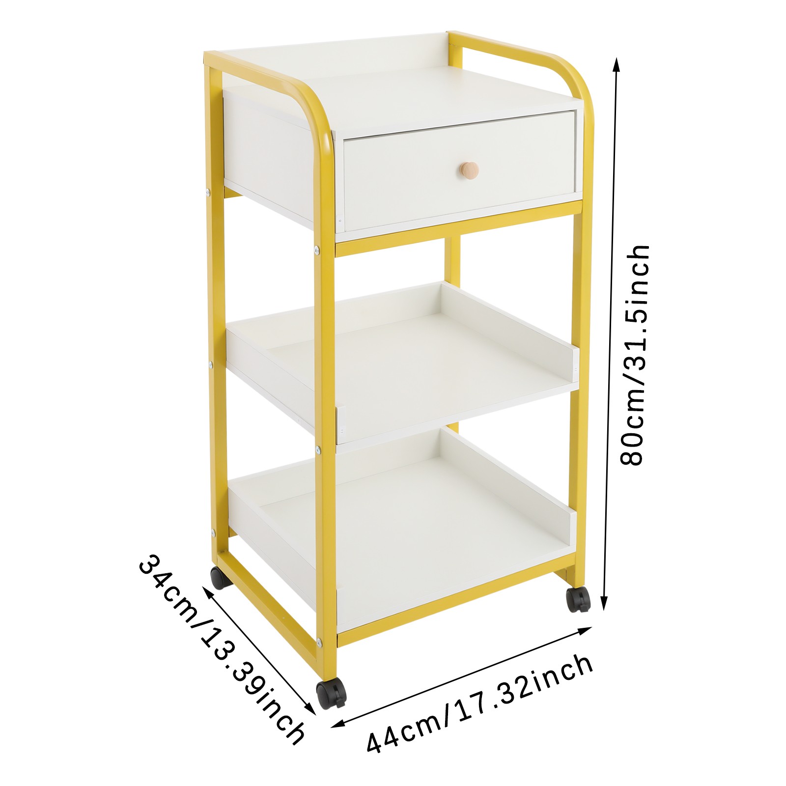 Salon Spa Barber Serving Trolley Rolling Tools Storage Cart With Shelf & Drawer