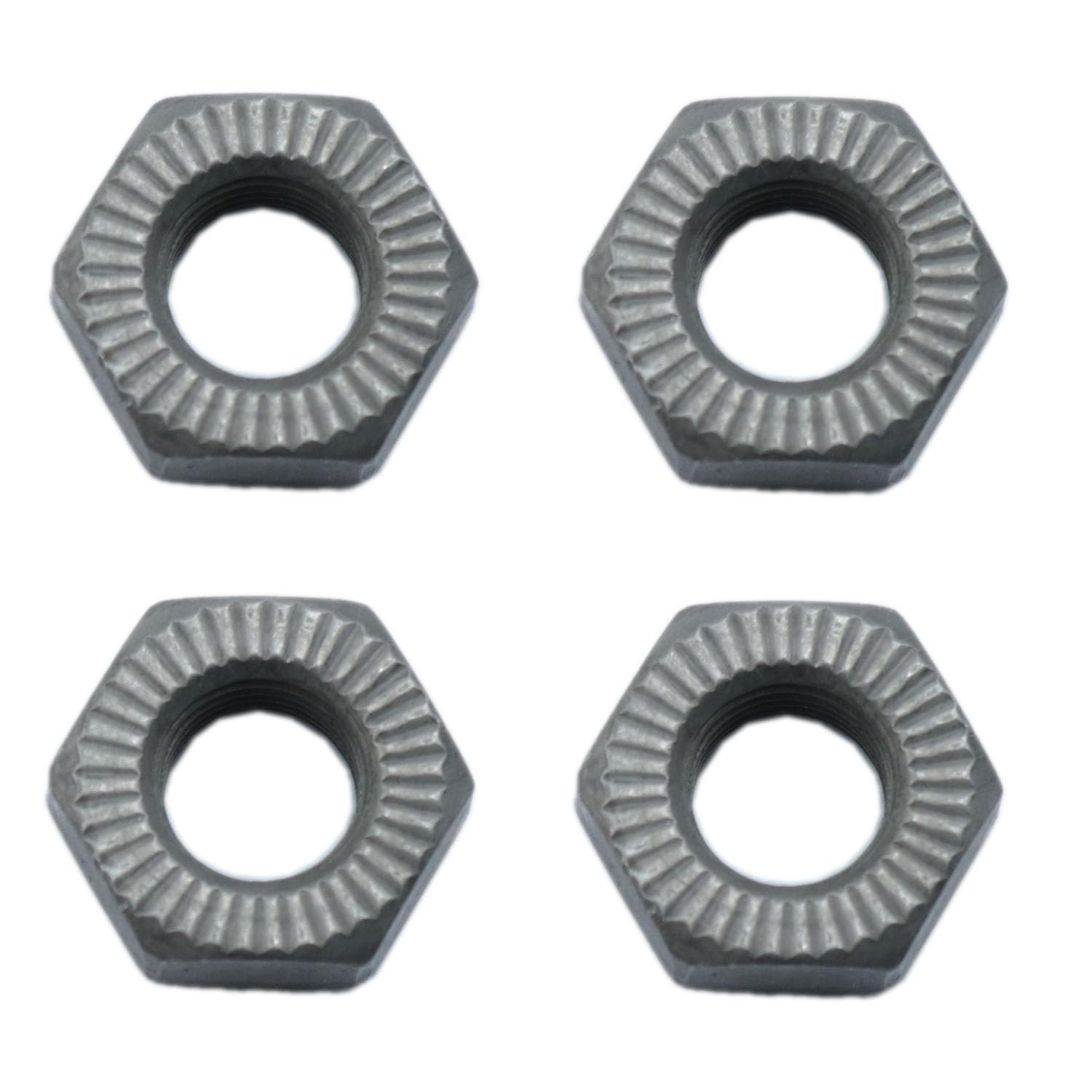 4-Piece 3/8" Bicycle Axle Nuts, Carbon Steel, Black, Hex Head, External Unified