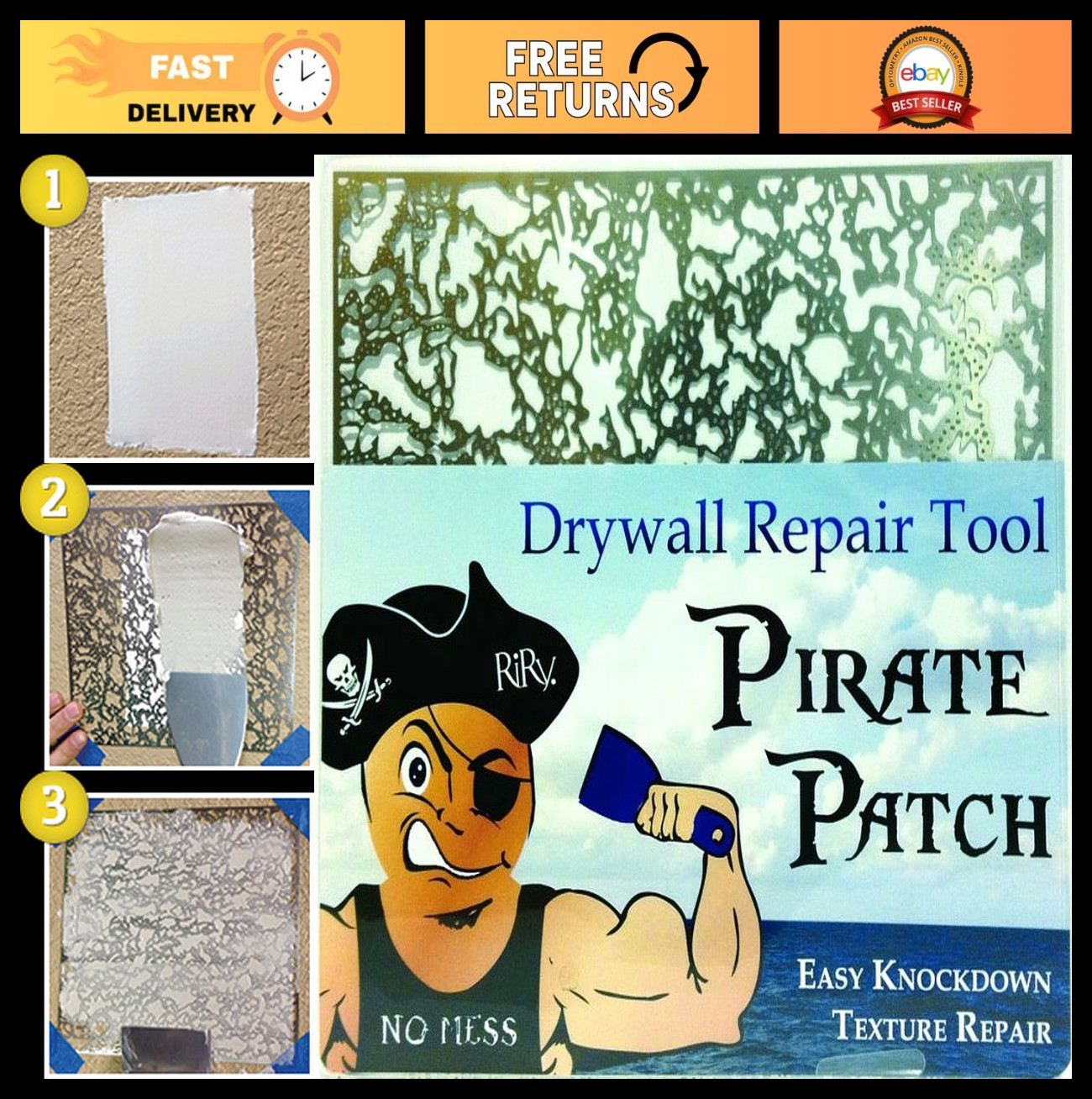 "Professional Drywall Repair Tool - Pirate Patch Knockdown Texture for DIY Proje