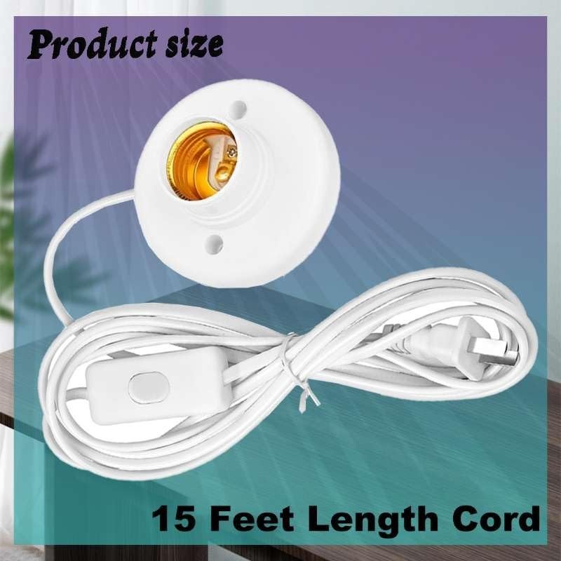 15FT Light Bulb Base with Cord E26/E27 Light Socket with On/Off Switch, 110V-250