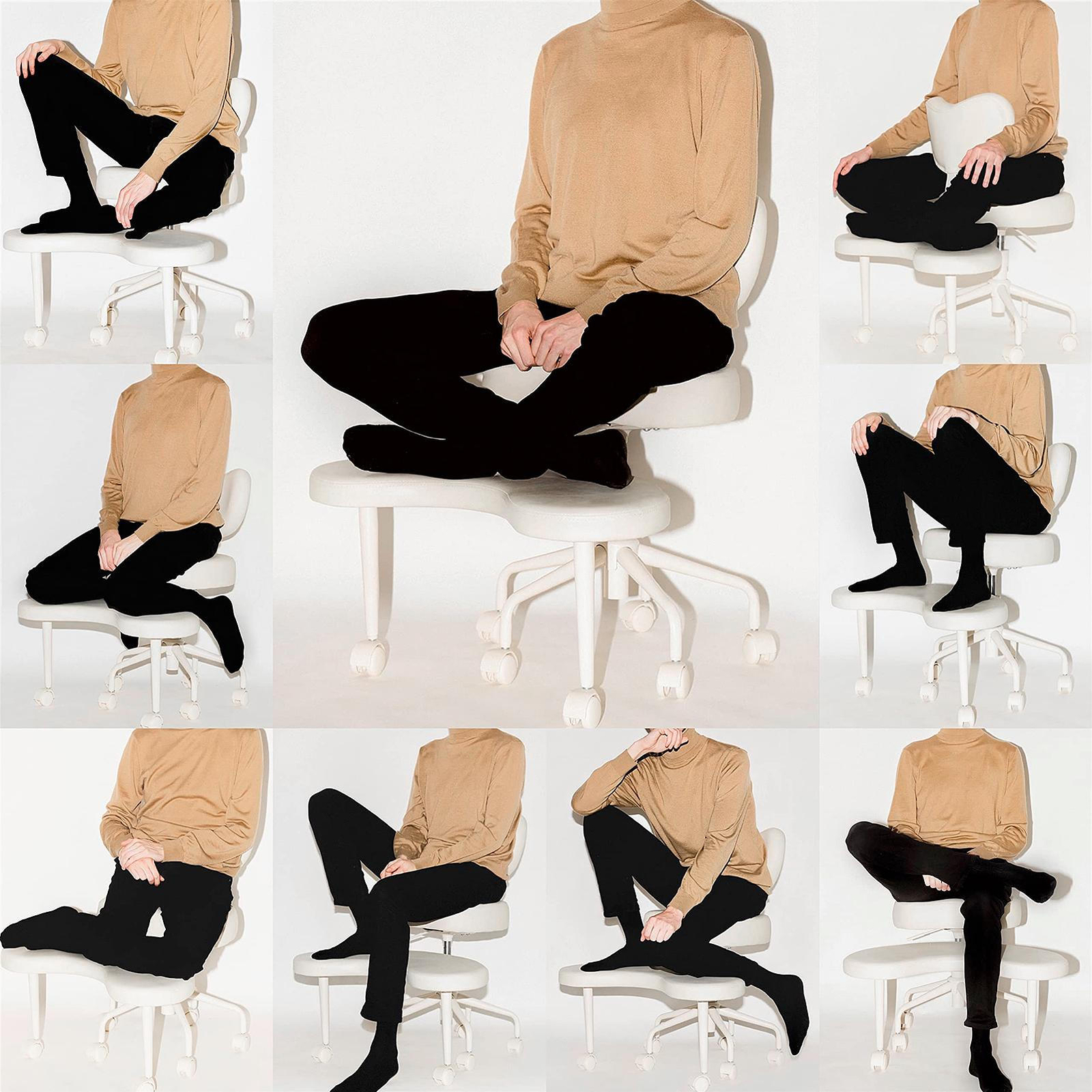 Ergonomic Crosss Legged Swivel Chair Adjustable Stool W/Whee Home/Offices Yoga