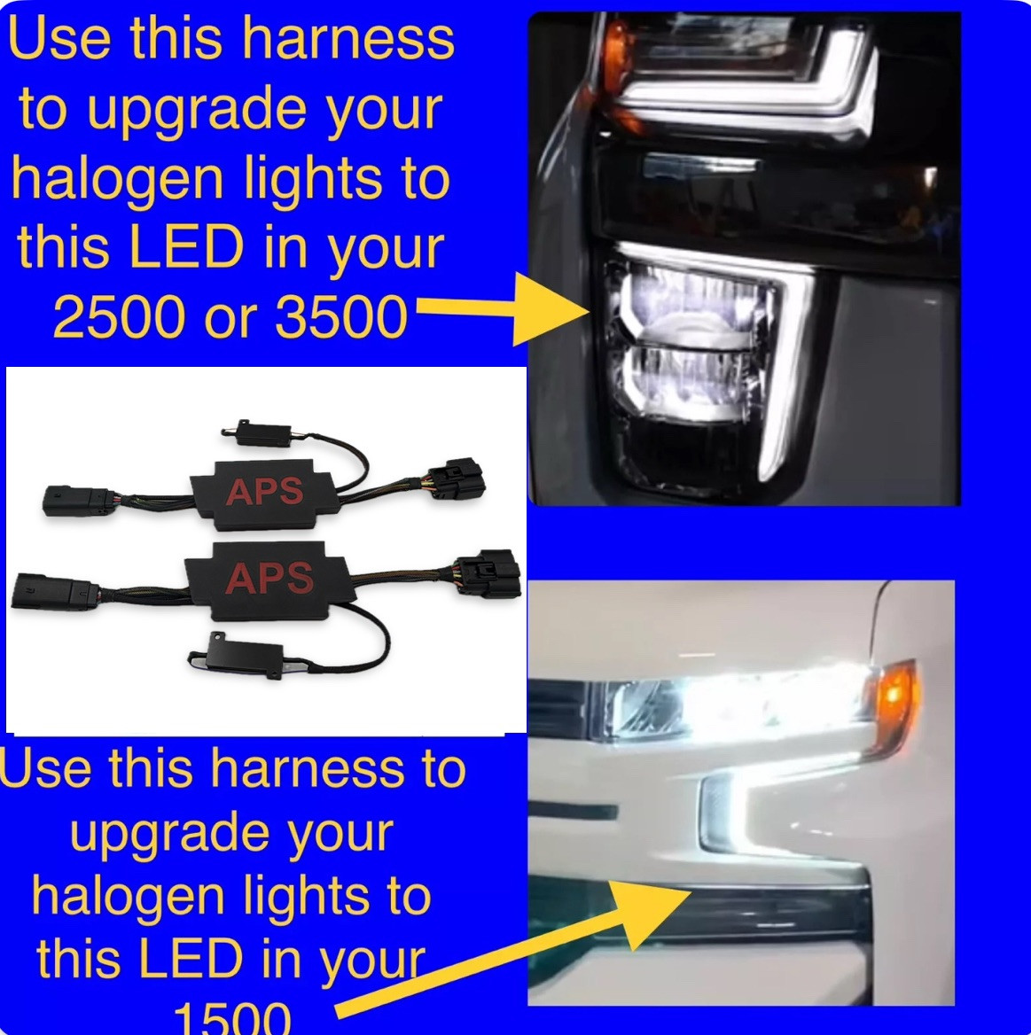 2019 -2022 Chevrolet 1500 2500 3500 Headlight Conversion Harness Halogen To LED