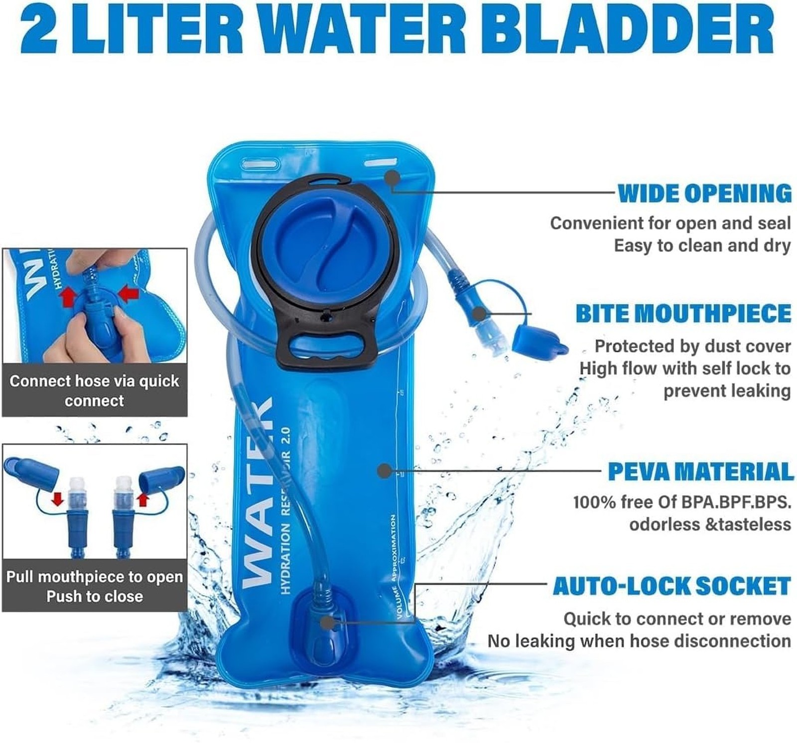 Hydration Backpack Pack with Cool Lights, 2L Water Bladder, Lightweight Bag f...