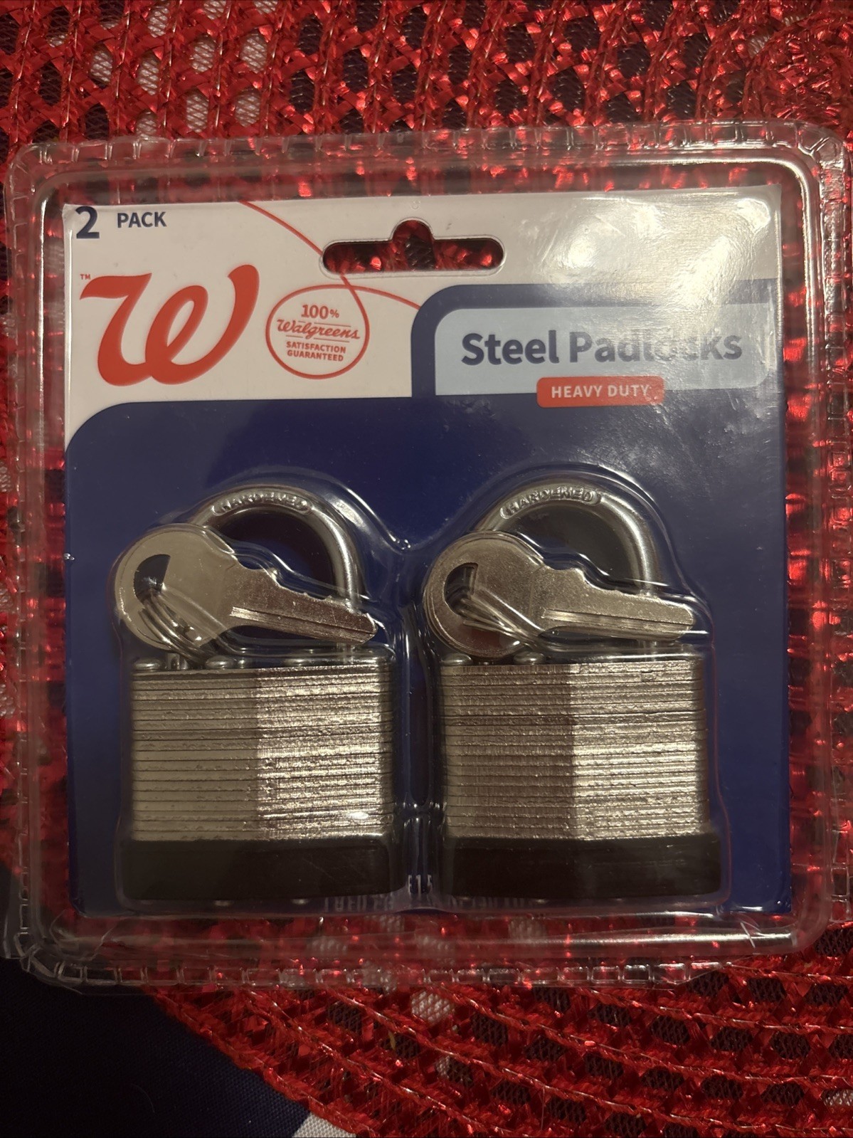 Complete Home 2 Pack Heavy Duty Steel Padlocks - Lock Size 1.5 IN (38 mm)