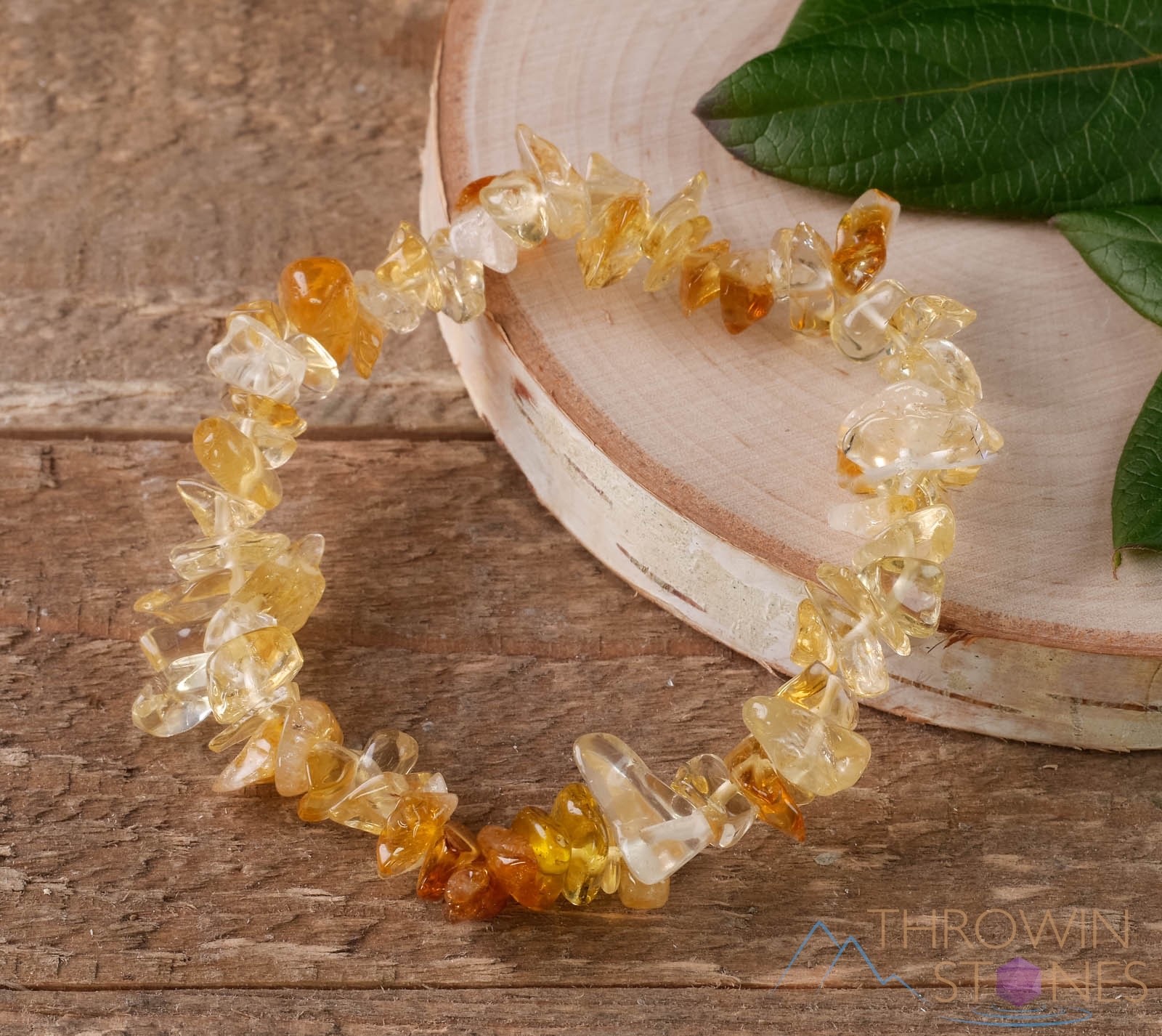 CITRINE Crystal Bracelet, Chip Beads, Beaded Birthstone Handmade Jewelry, E0629