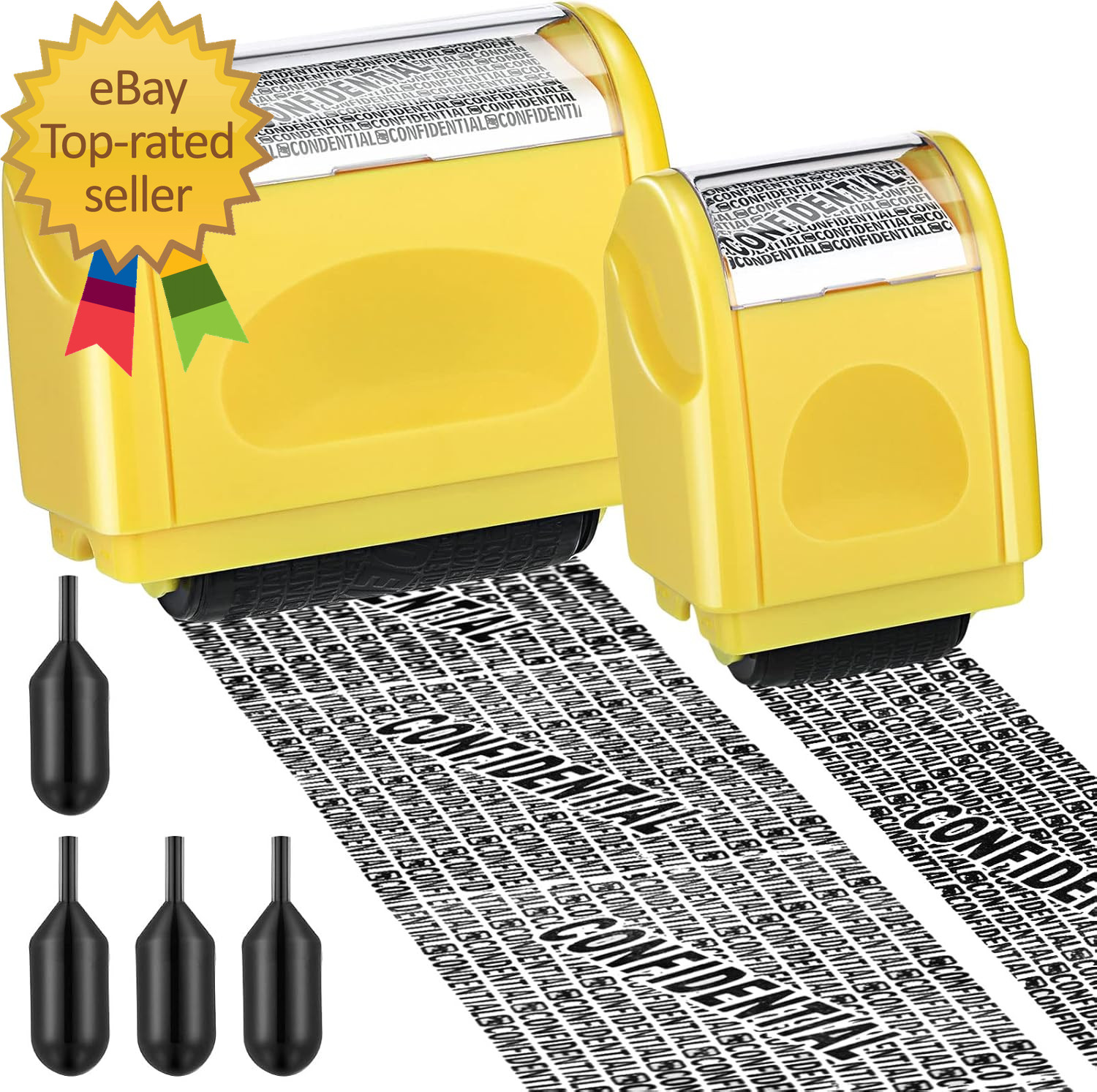 2 Pack Identity Protection Roller Stamp Identity Theft Confidential for ID Accou