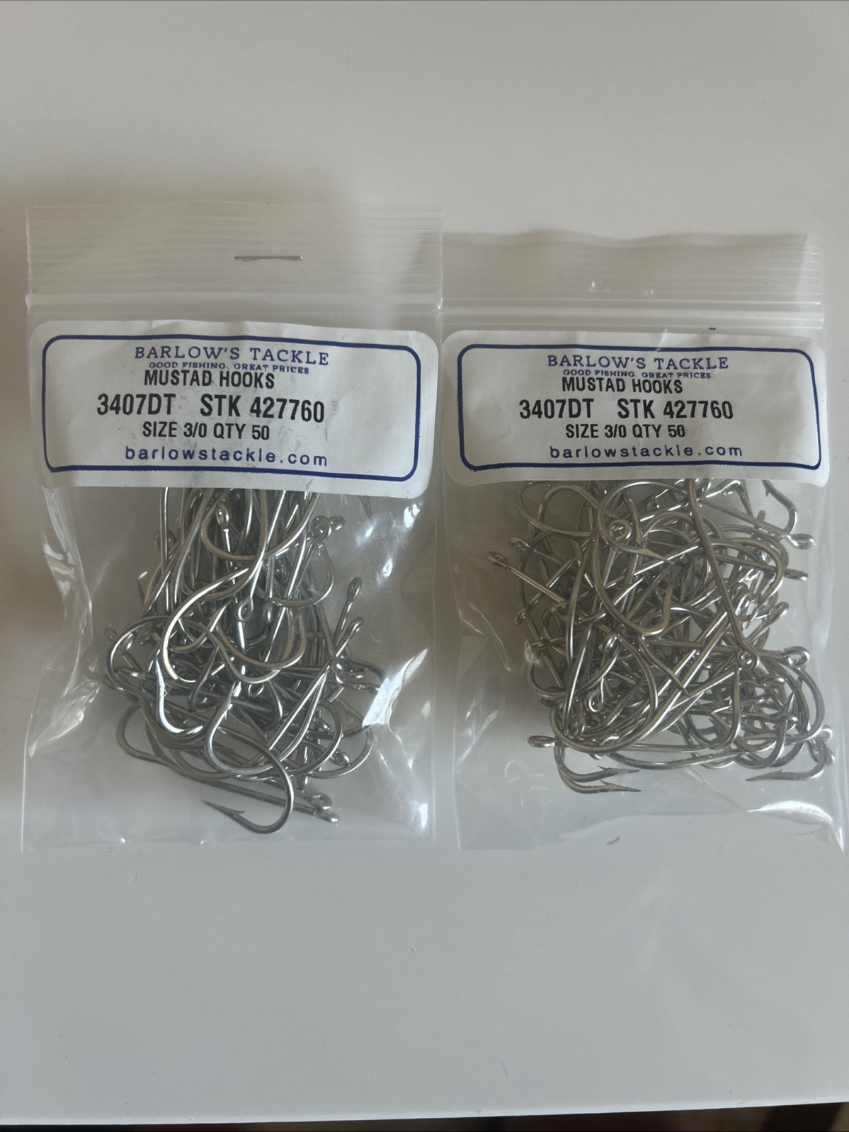 100 Mustad 3407DT Size 3/0 Saltwater Big Game Duratin J Hooks 3407DT-30
