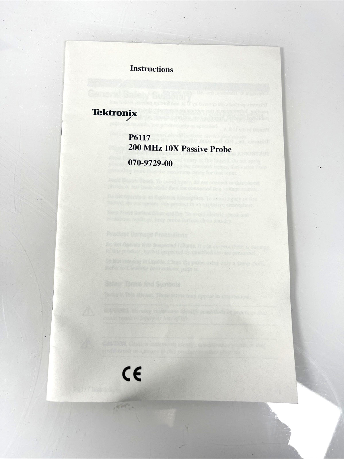 TEKTRONIX P6117 200Mhz 10x Passive Prob 070-9279-00 Instruction Guide Manual