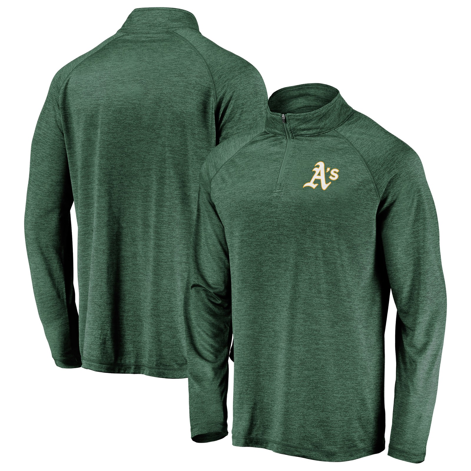 Men's Green Athletics Iconic Striated Primary Logo Raglan Quarter-Zip Pullover