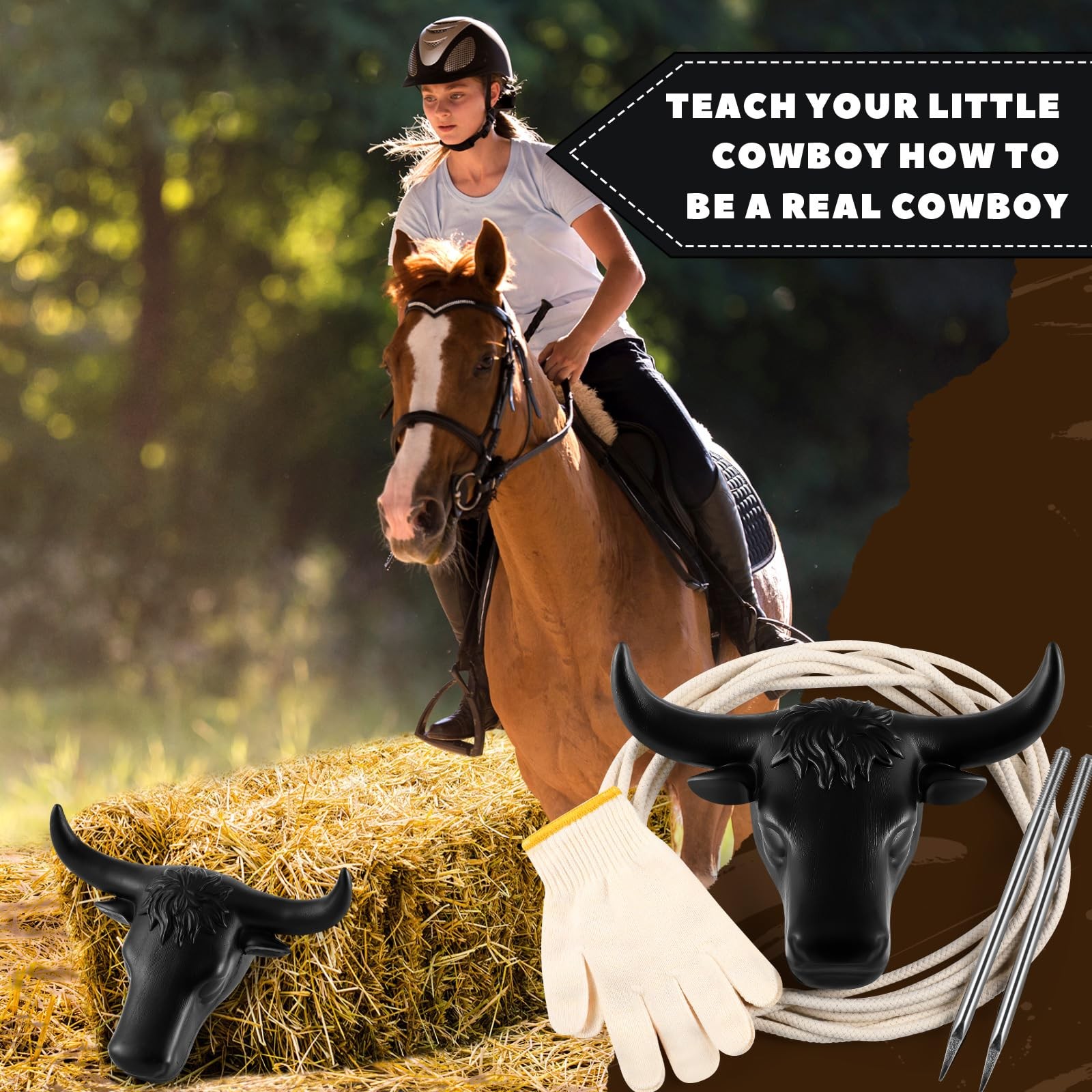Crowye 2 Sets Small Roping Dummy Plastic Junior Steer Head Dummy Set Horn
