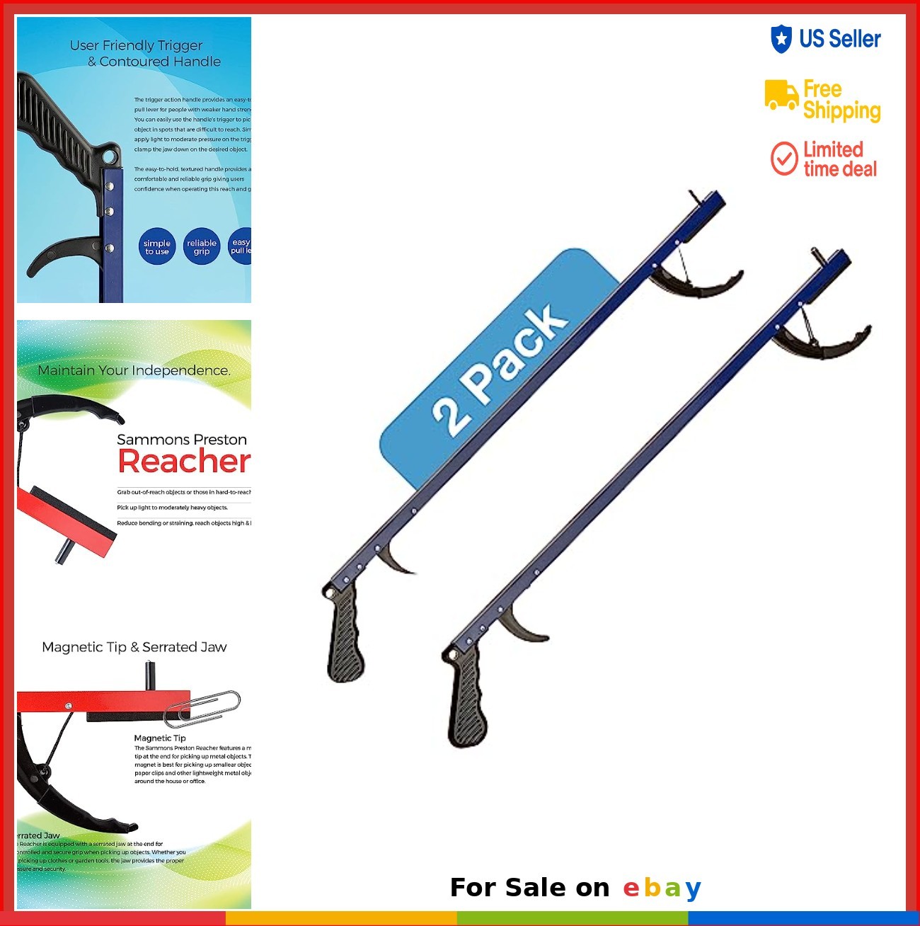 Reacher Grabber Tool 26 Inch Lightweight Aluminum Pickup Claw Trash Picker