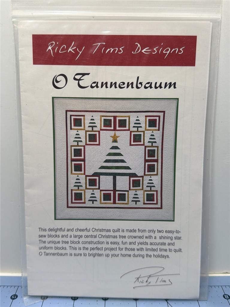 RICKY TIMS DESIGNS Quilt Pattern - O TANNENBAUM - 72.5" x 72.5" Christmas Quilt