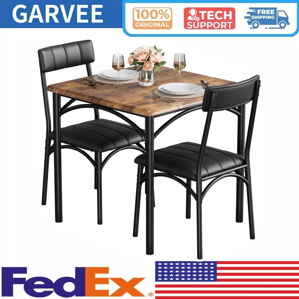 ☑️Dining Table Set Kitchen Dining Table Set for 2 W/Upholstered Chairs Apartment