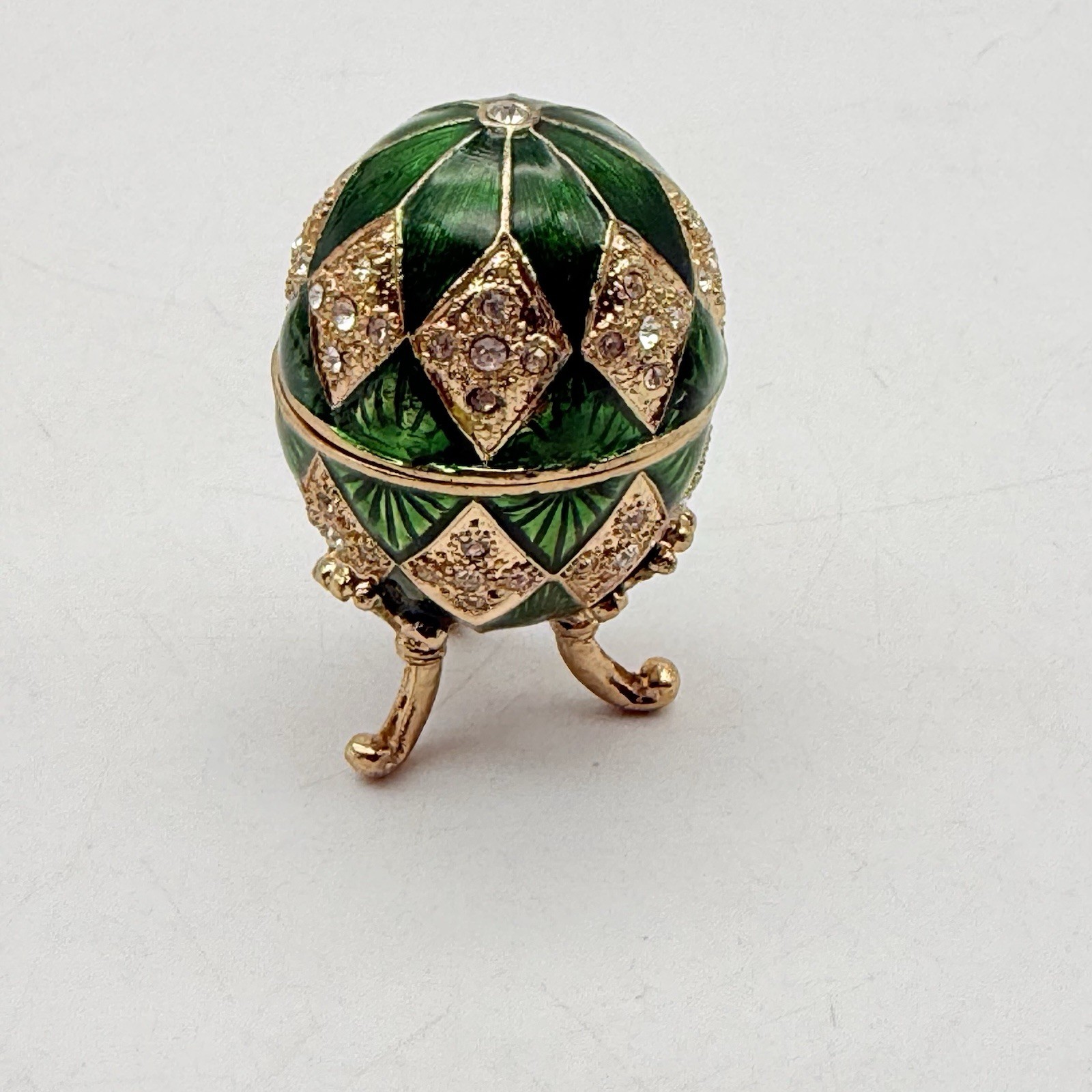 Sorelle Green Enameled Jeweled Trinket Box