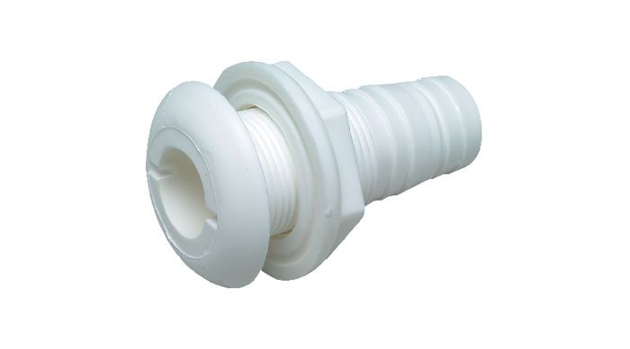 SEACHOICE - 1-1/8" WHITE PLASTIC THRU-HULL WITH BROAD FLANGE - 18090*