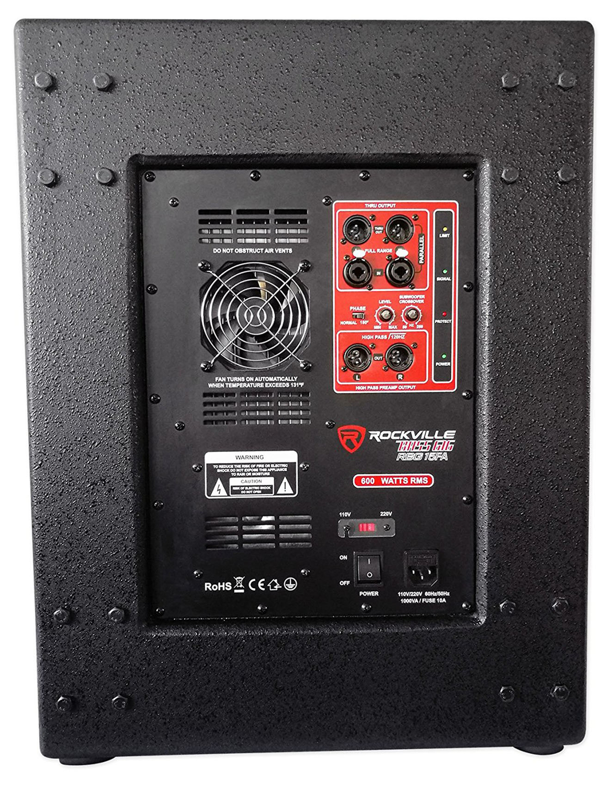 Rockville RBG15FA 15" 2400 Watt Powered Subwoofer Sub For Church Sound Systems