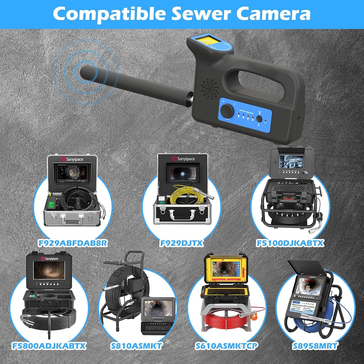 512Hz Pipe Locator Underground, Plumbing Tools, Sewer Camera Accessories, 3000mA