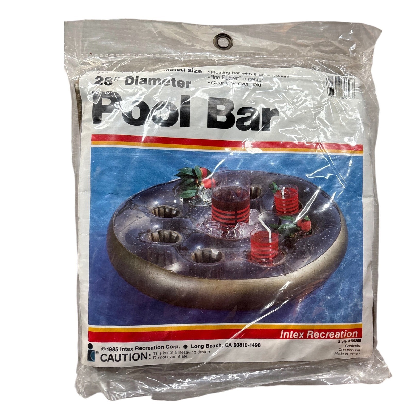 Vintage 1985 Intex Pool Bar Inflatable Floating 8 Drink Holder Ice Bucket Retro