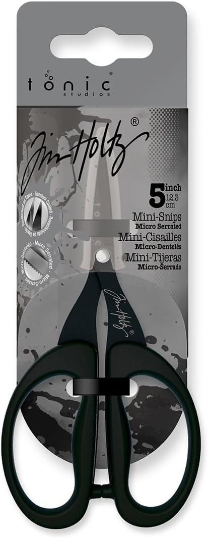 Tim Holtz Small Scissors - 5 Inch Mini Snips with Micro Serrated Blade -
