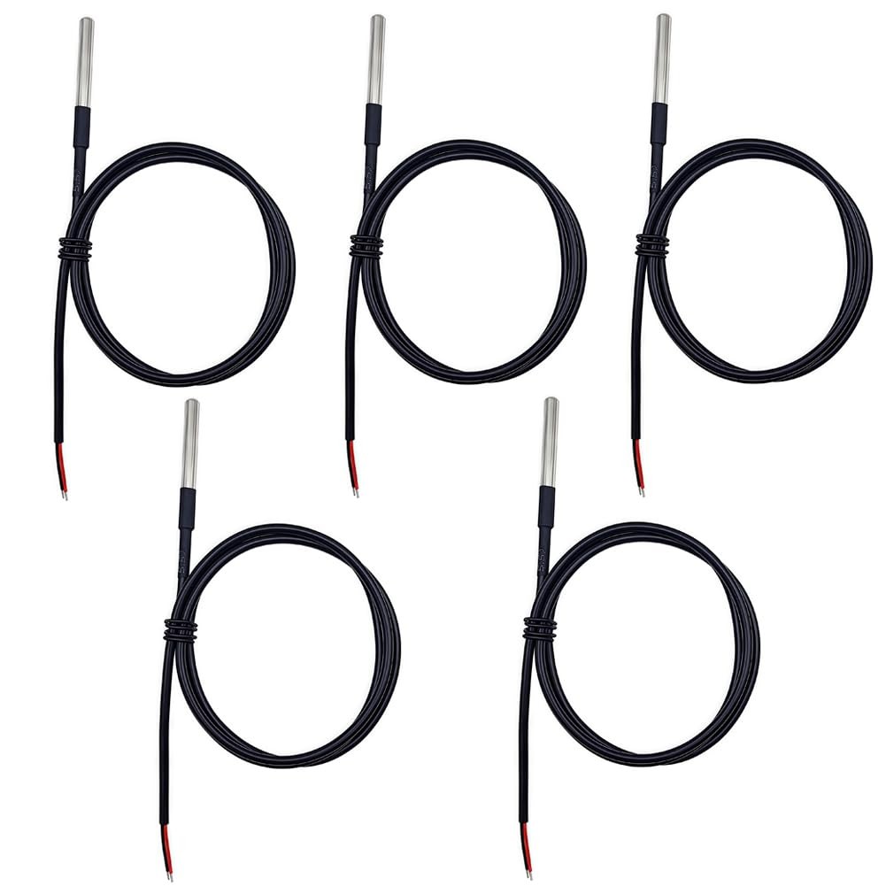 5 PCS DS18B20 Temperature Sensor Waterproof Stainless Tube Probe 1M 39.3"