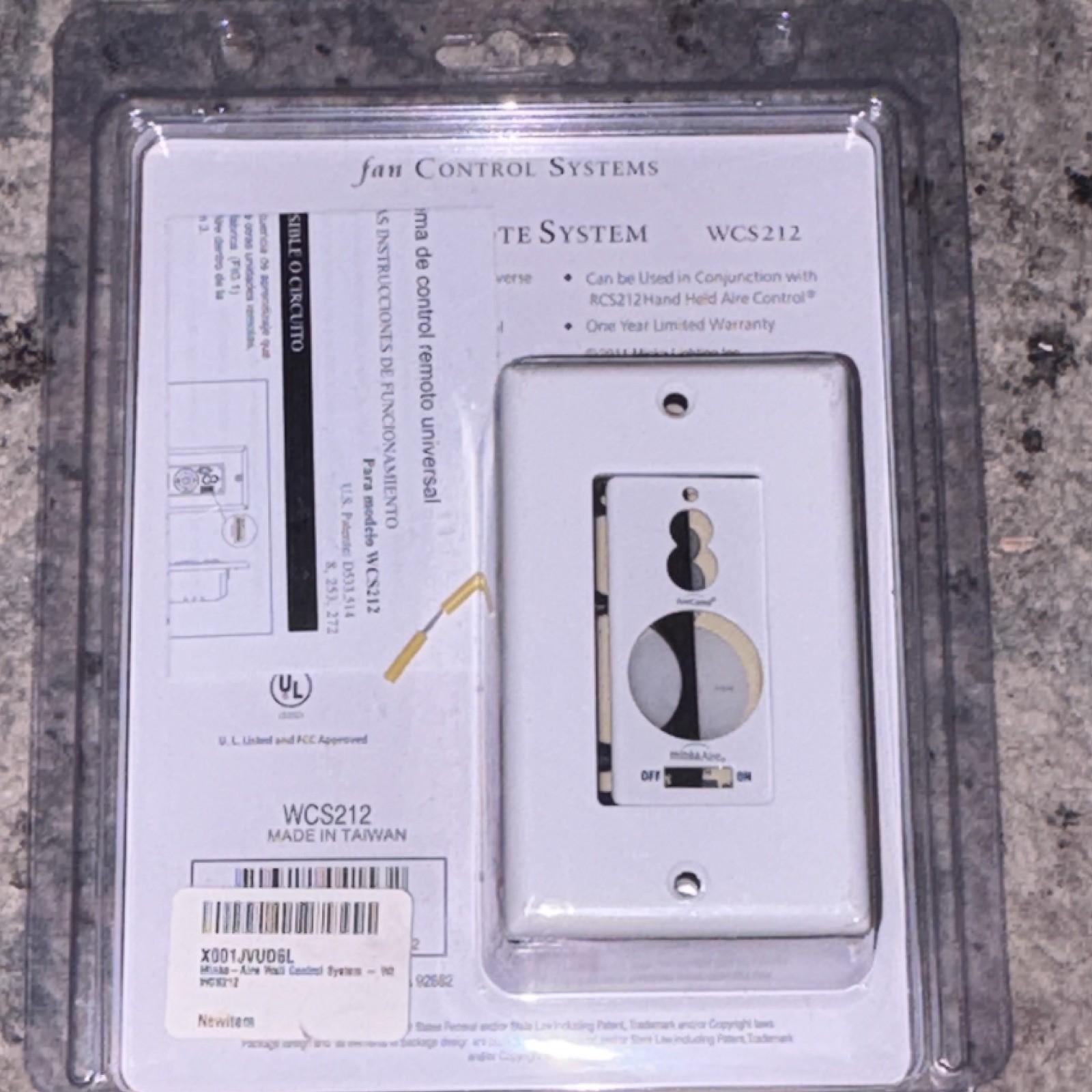 MinkaAire AireControl Wall Control for Ceiling Fan, White UL, WCS212
