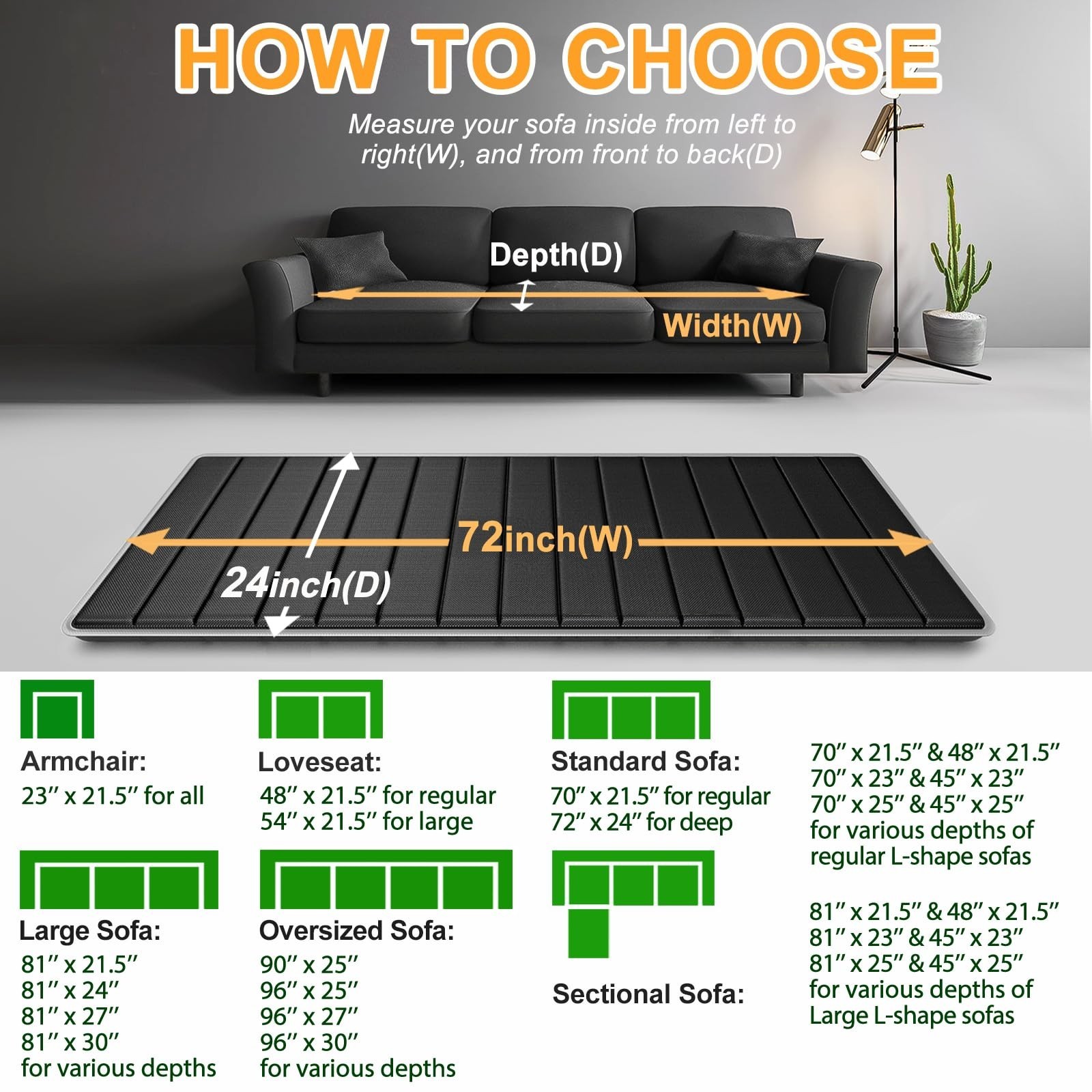 Heavy Duty Couch Cushion Support Board 24"x72" - Solid Wood Insert for Sagging S