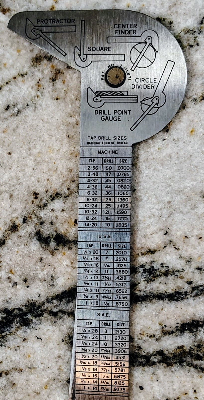🗽GENERAL No. 16 RULE GAGE PROTRACTOR DRILL POINT CENTER EXCELLENT CONDITION