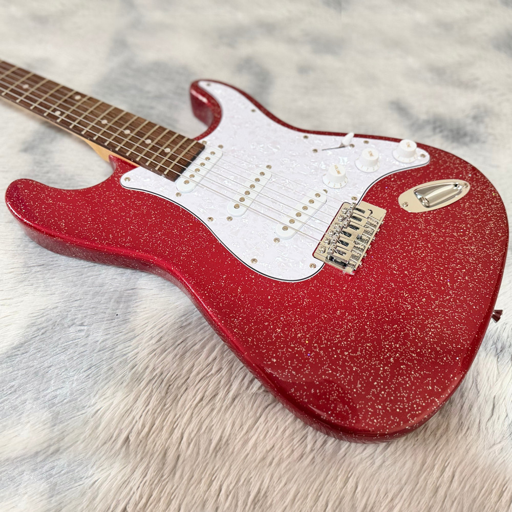 Clearance  Red Electric Guitar SSS Pickups White Pearl Guard Free Shipping