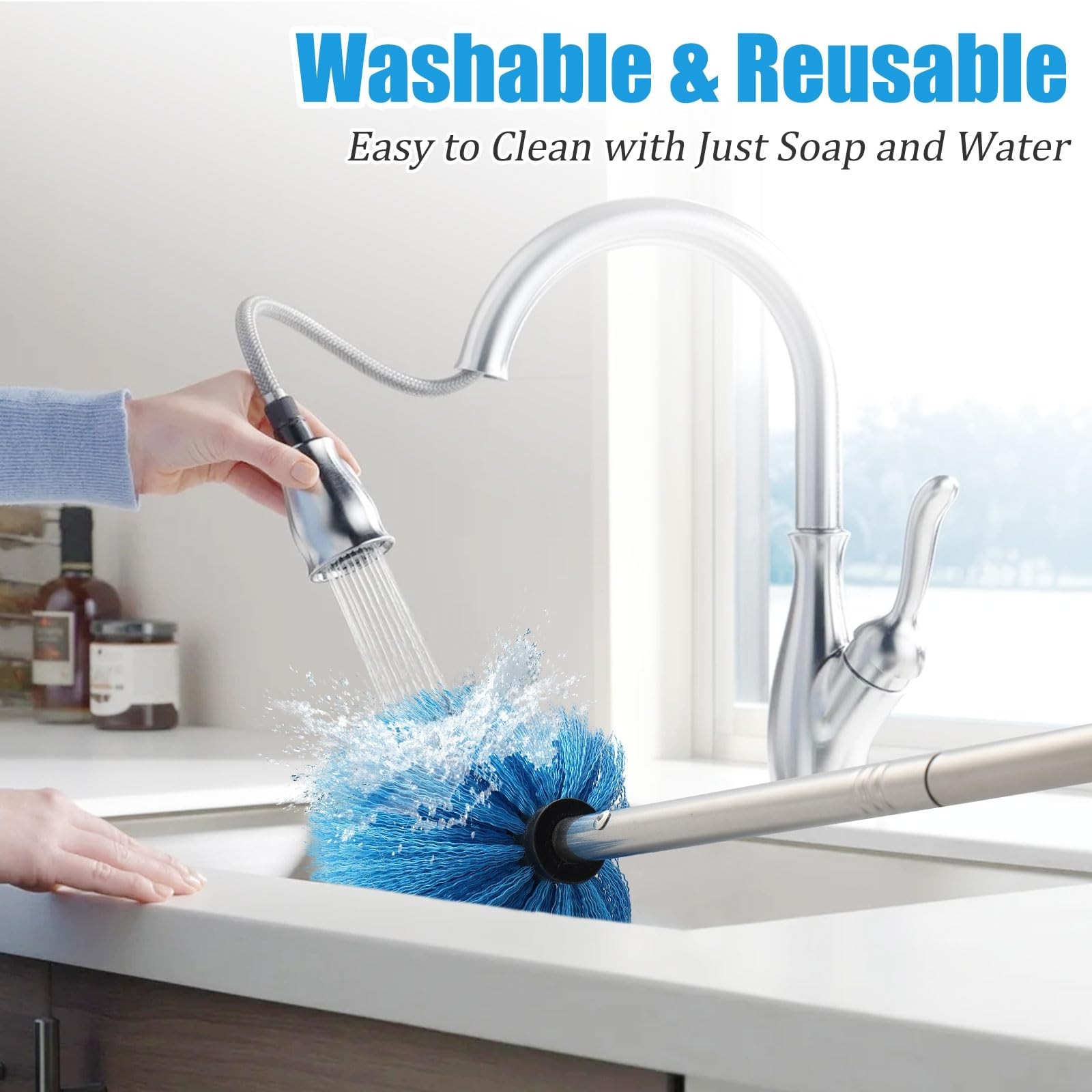 Cobweb Duster with Extension Pole - 10 FT Lightweight Stainless Steel Extenda...