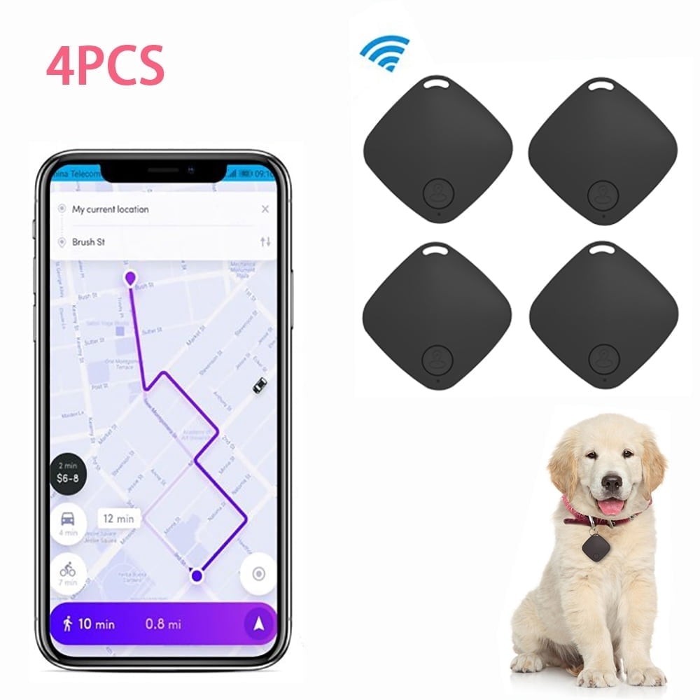 4pcs Black Mini Location Tracker Tag Gps Anti-lost Bluetooth for Keys Wallet Pet