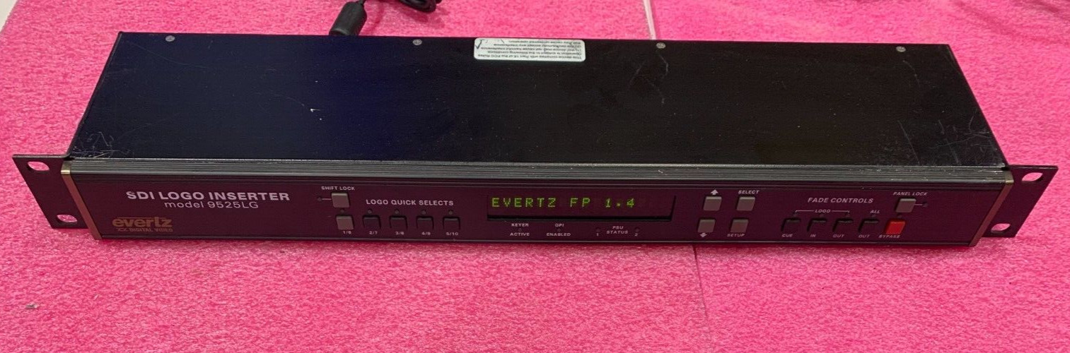 Evertz SDI Logo Insterter 9525LG-RCP 12 V W/ Rack Ears & Power Cord 9525LG