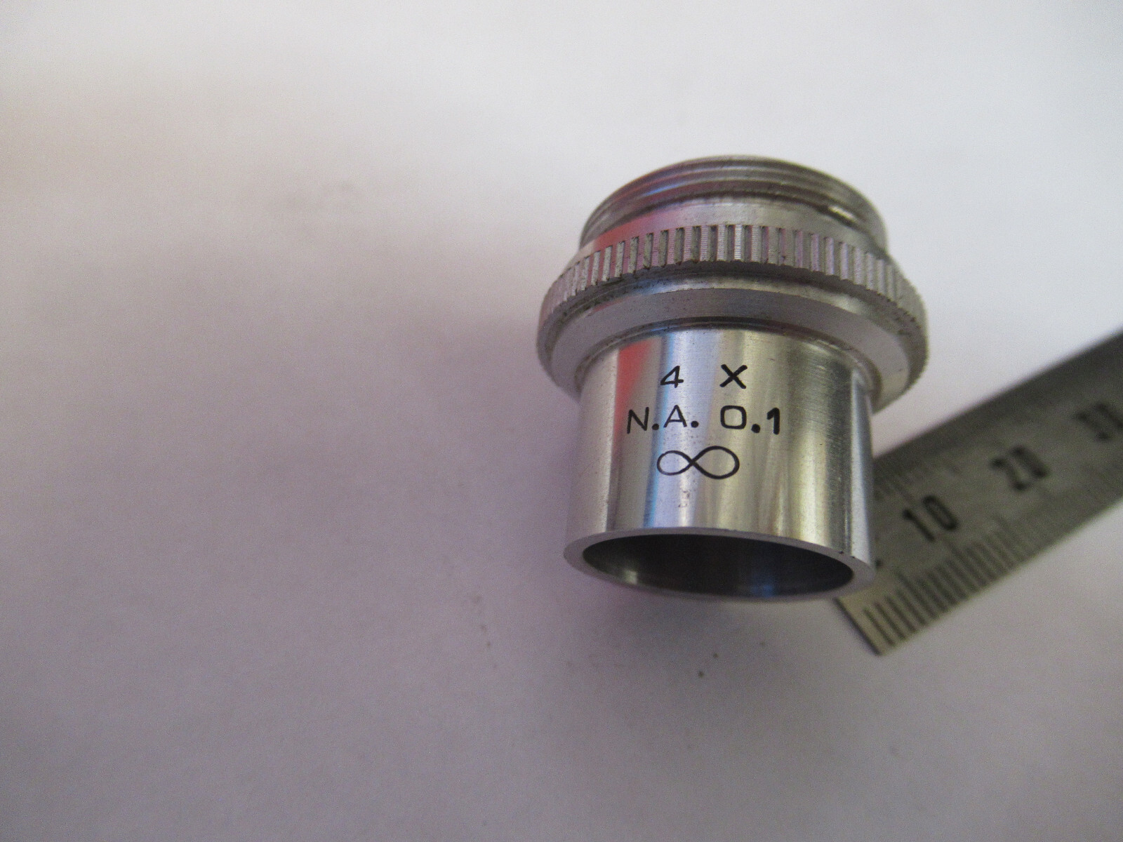 AO AMERICAN OPTICS INFINITY 4X OBJECTIVE MICROSCOPE PART AS PICTURED #R3-C-22