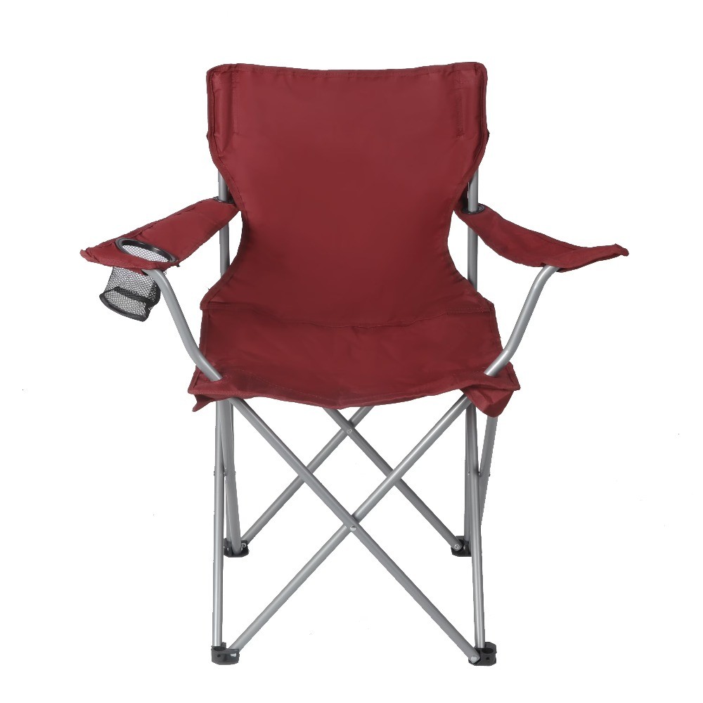 Folding Camping Chair with Cup Holder Portable Outdoor Quad Chair for Adults Red