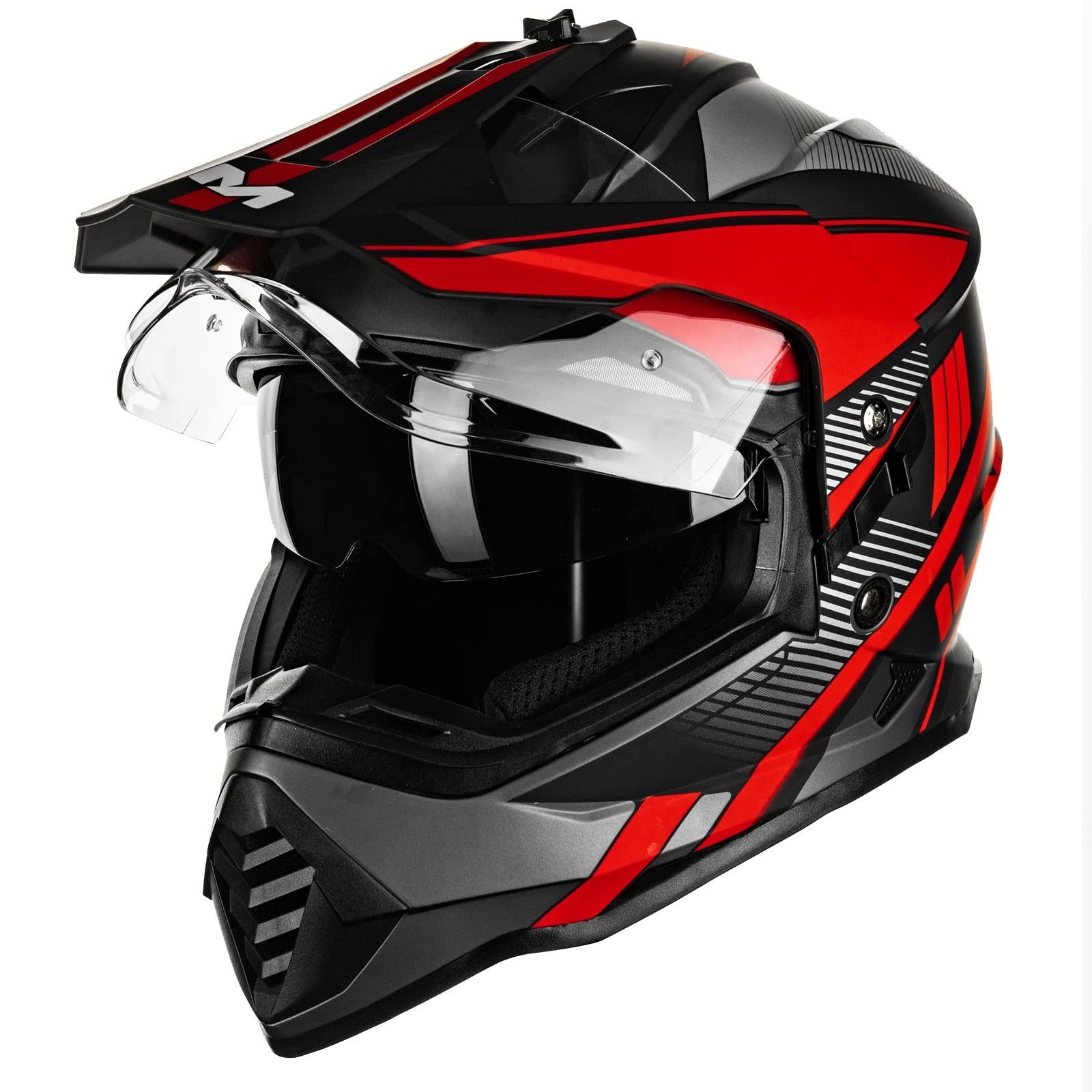 ILM Dual Sport Adventure Motorcycle Helmet with Pinlock Compatible Sun Visor ...