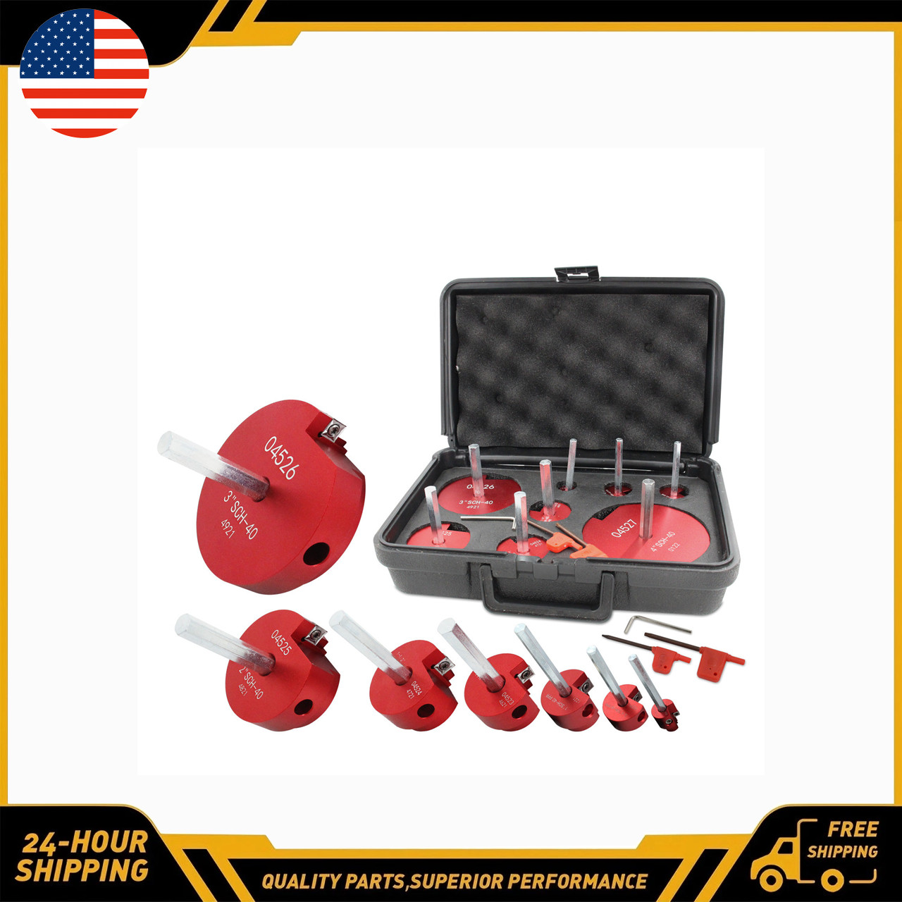 8PCS PVC Pipe Reamer Tool Kit Socket Saver for SCH 40 ABS CPVC Fitting 1/2"-4"