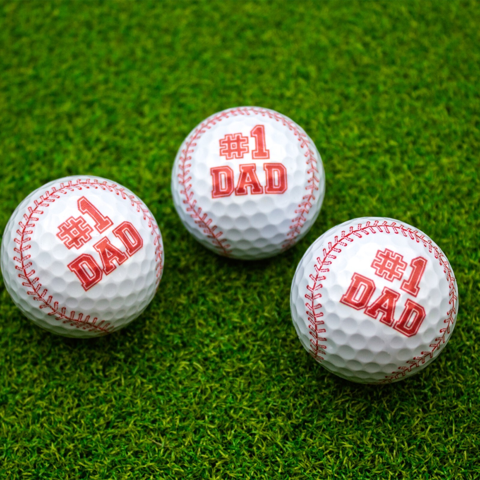 #1 Dad Baseball Theme - Father's Day Golf Balls - 3 Pack - Gift Ideas for Dad