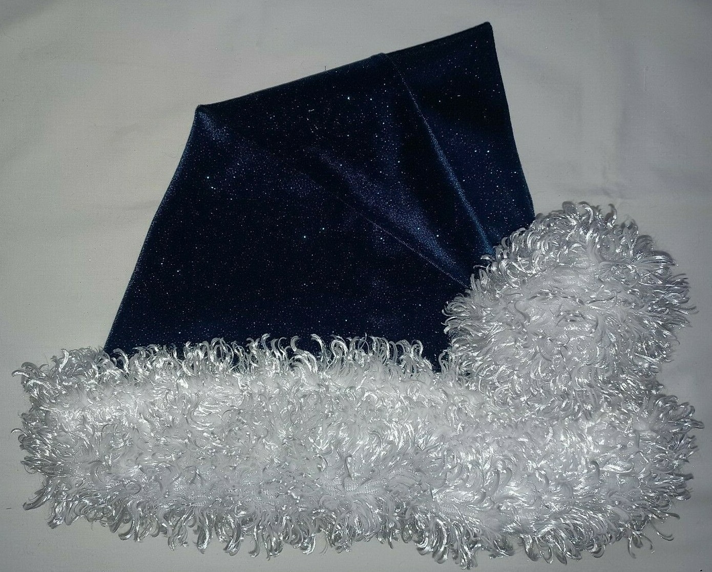 24" TURQUOISE Galaxy sparkle glitter Santa Hat w/ WHITE faux fur