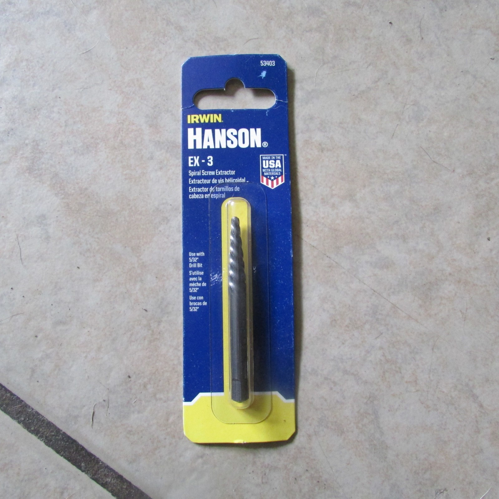 Irwin Hanson Spiral Screw Extractor - EX-3  Use with 5/32" Drill Bit -New (G 48)