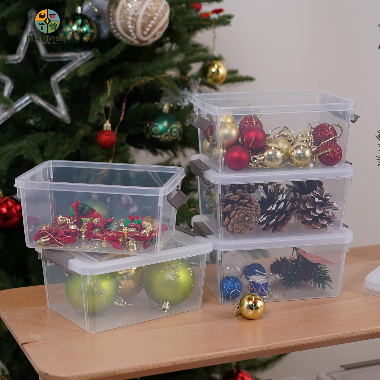 1.3 QT 10 Pack Small Storage Bins Plastic Storage Container Stackable Box with L