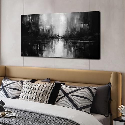 Abstract Wall Pictures for Living Room,Black Art 40L" x 20W" Black and White