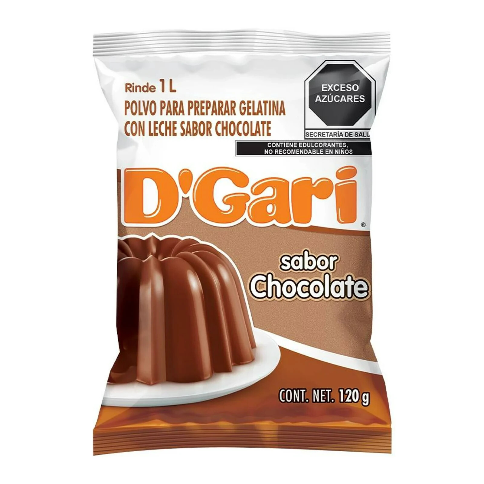 D'Gari~Water Gelatin Powder CHOCOLATE Flavor~Gelatina Mexicana~Get 10/120g