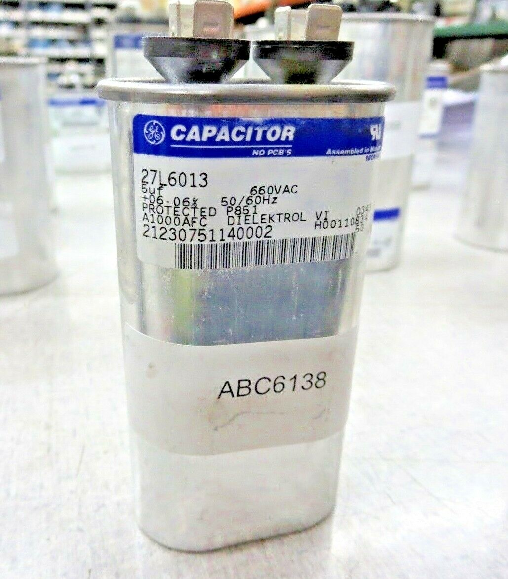 General Electric 27L6013 Oval Capacitor (5 uF, 660 VAC, 50/60 Hz) "NEW" Lot of 2