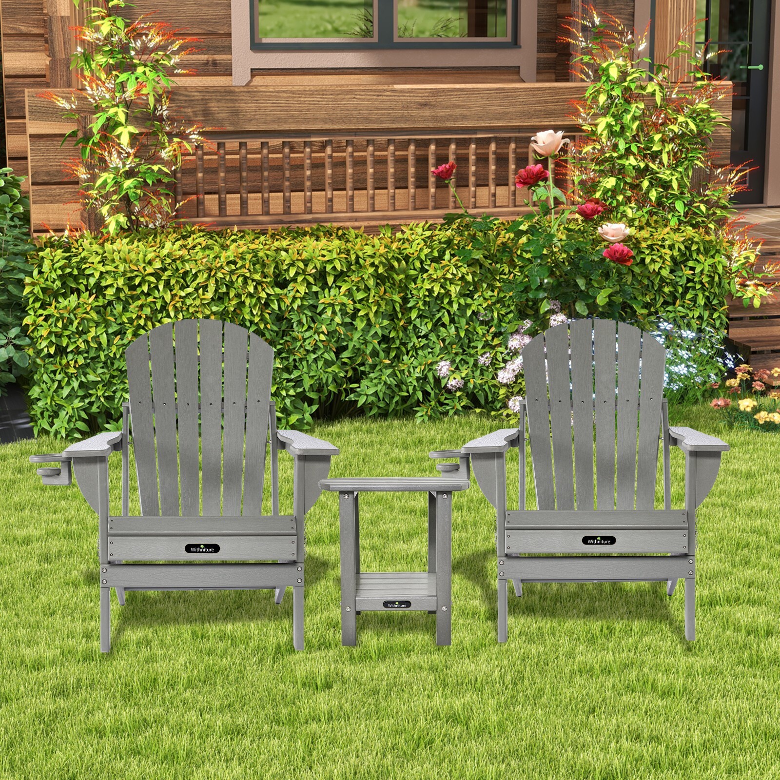 Double Adirondack Side Table,Outdoor Side Tables, End Tables for Patio, Backyard