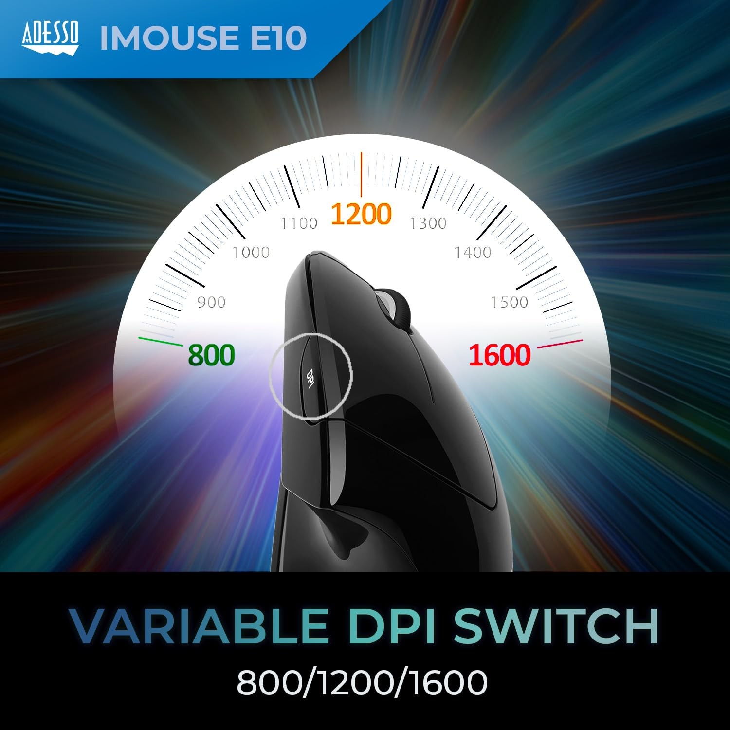 Adesso iMouse E10 Vertical Ergonomic Optical 6-Button Mouse, Black black