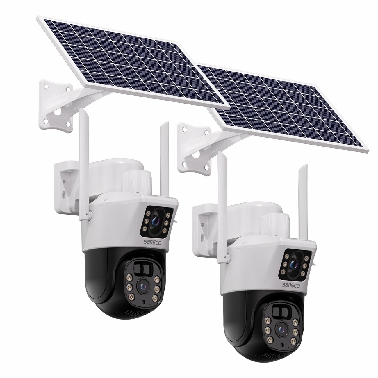 2PCS WiFi 8MP Wireless Solar Power PTZ Camera Security CCTV Surveillance Outdoor