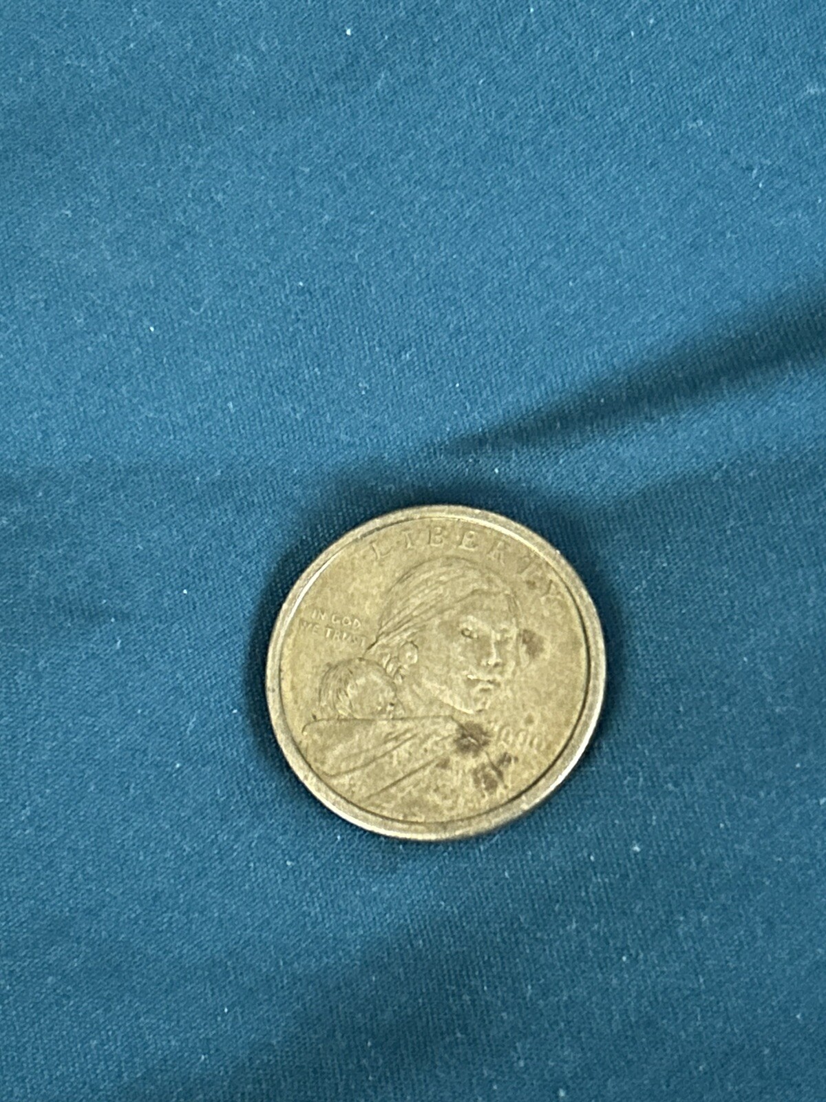 RARE NO EDGE WRITING 2000 P SACAGAWEA ONE DOLLAR COIN US LIBERTY GOLD COLOR